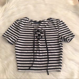 Topshop Petite Stripe Top